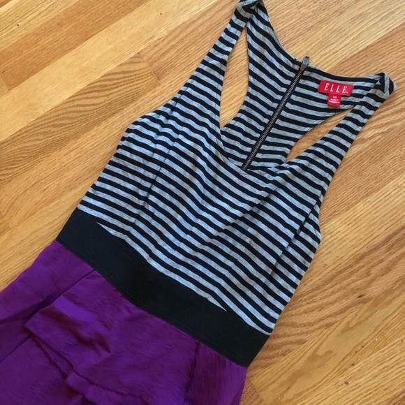 Elle Racerback Striped Ruffle Zipper Tank Dress - Picture 2 of 10